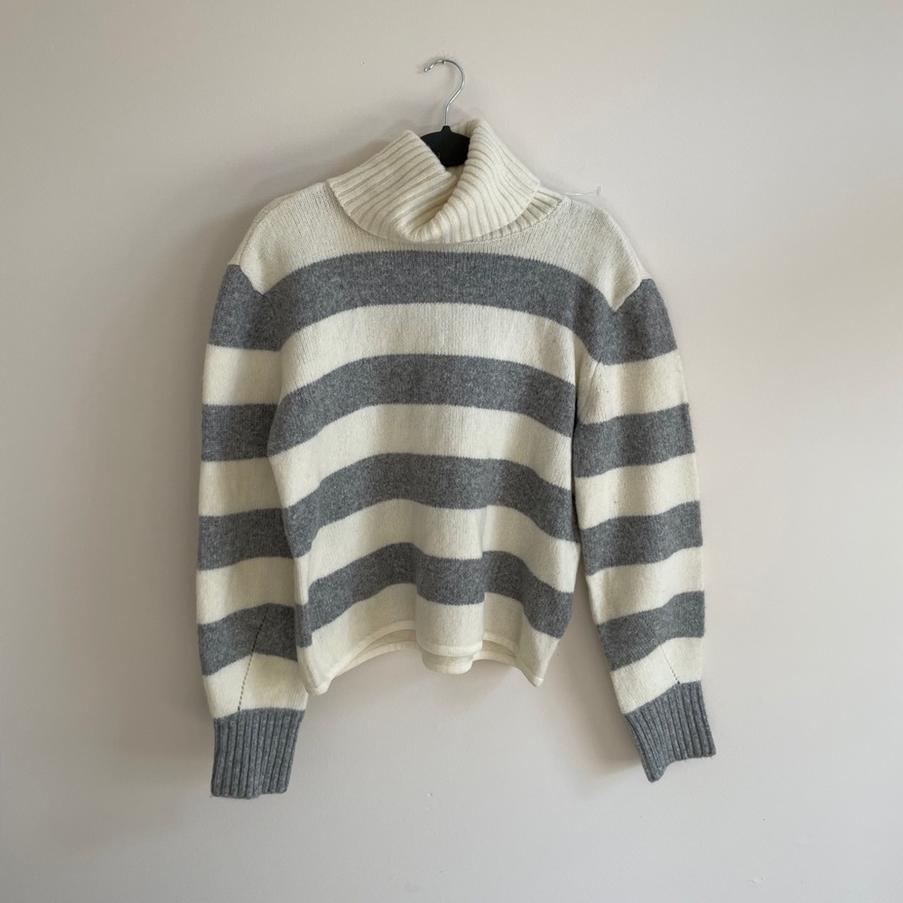 Calvin Klein Striped Wool Blend TurtleNeck Sweater